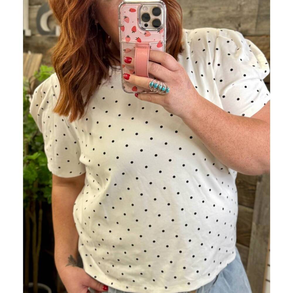 NEW HAYDEN LA polka dot top - plus in white, black - Picture 1 of 3